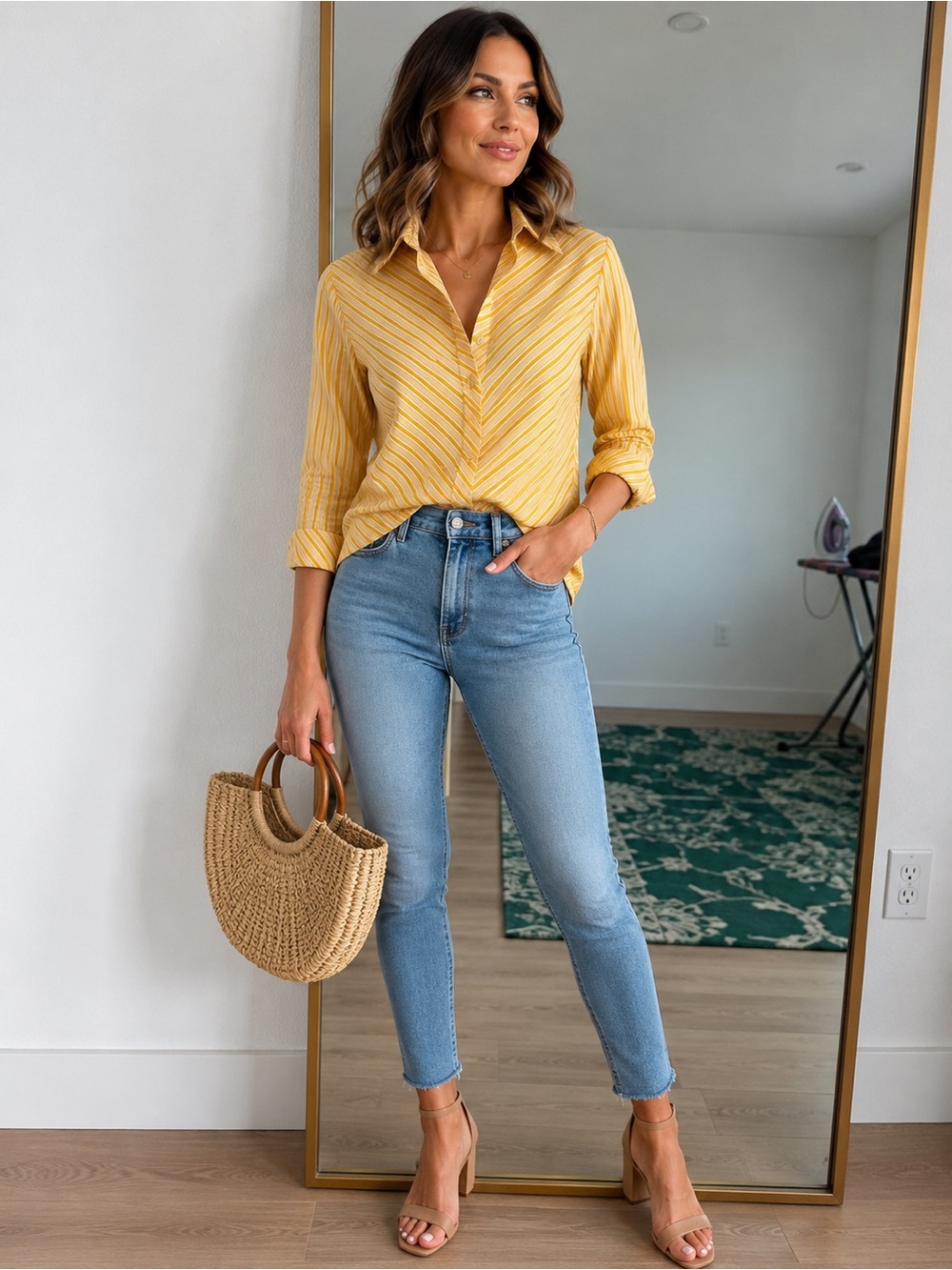 B. Collection Yellow Striped Button-Down Shirt